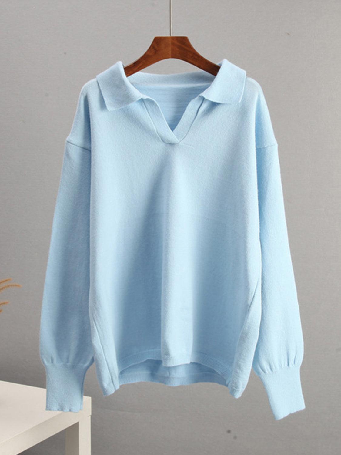 Johnny Collar Long Sleeve Top and Pants Sweater Set – Effortless Style and Comfort - Znvia