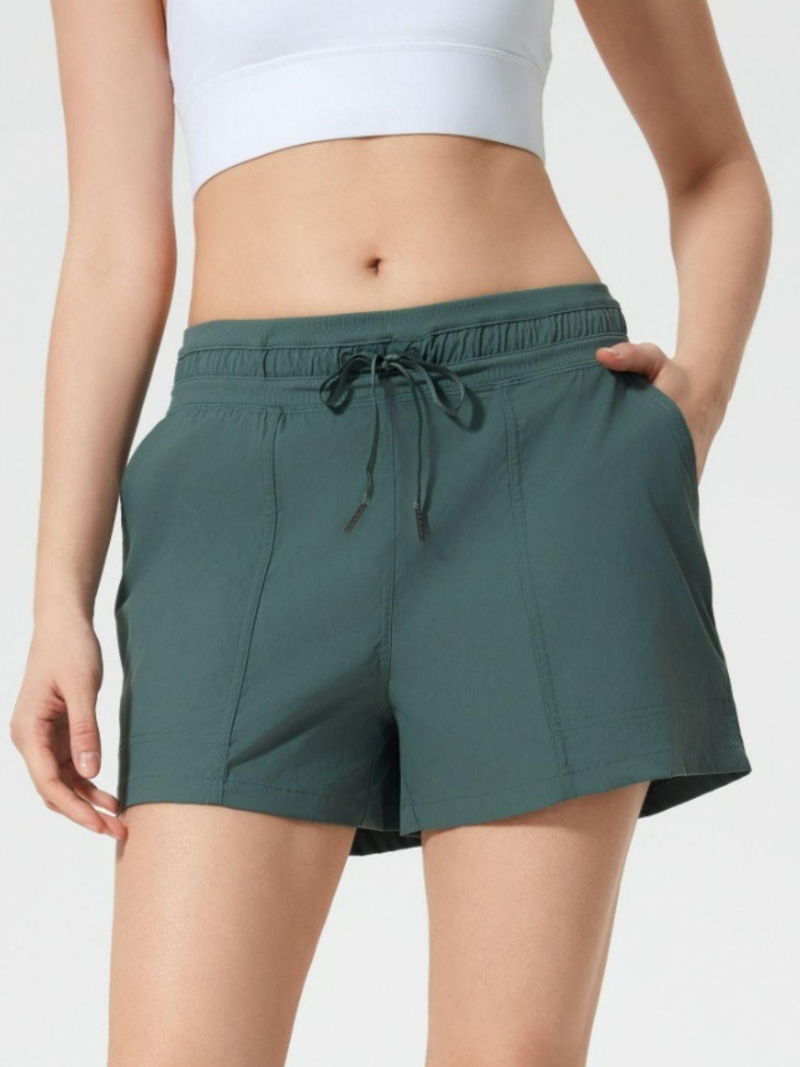 Drawstring Active Shorts with Pockets - Znvia