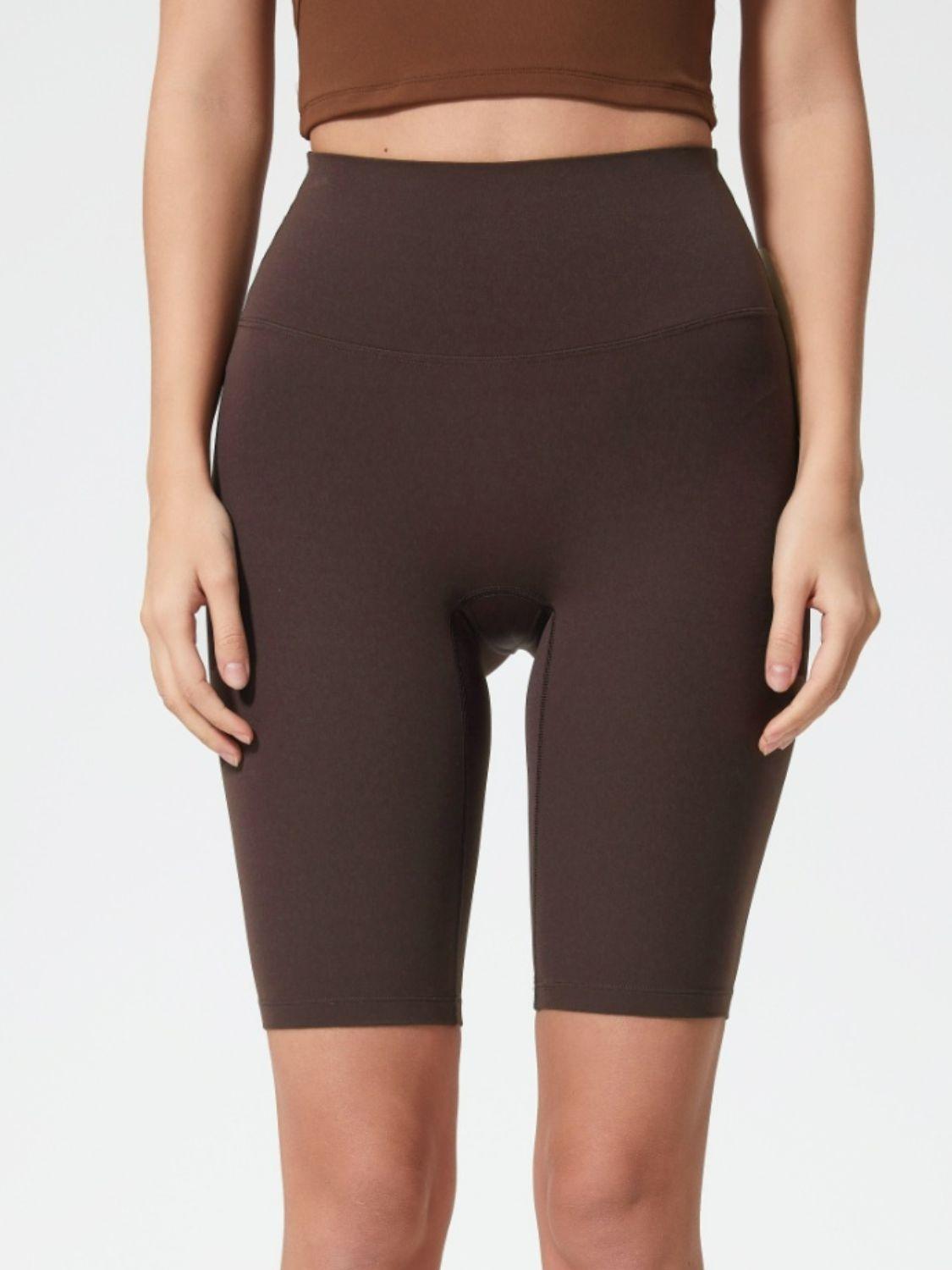 High Rise Wide Waistband Active Shorts - Znvia