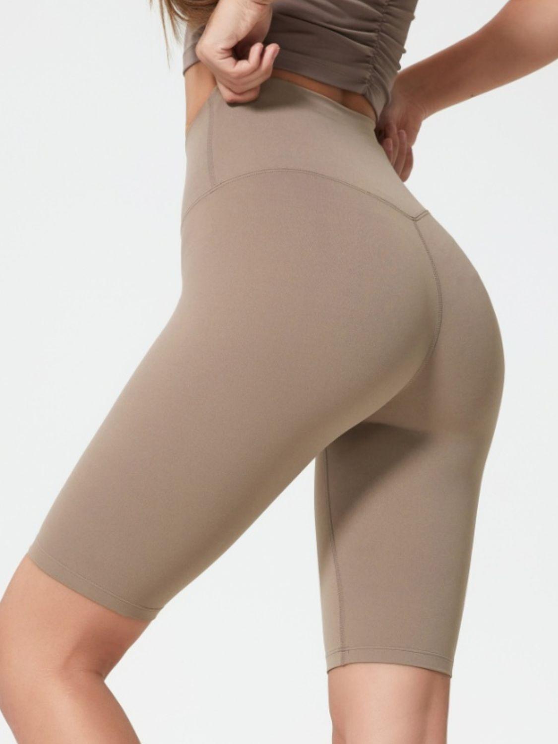 High Rise Wide Waistband Active Shorts - Znvia