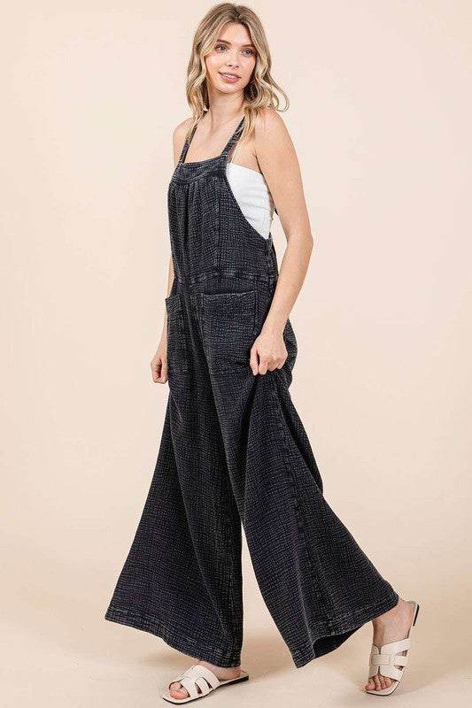 Textured Wide Leg Overalls – A Trendy & Effortless Statement Piece - Znvia