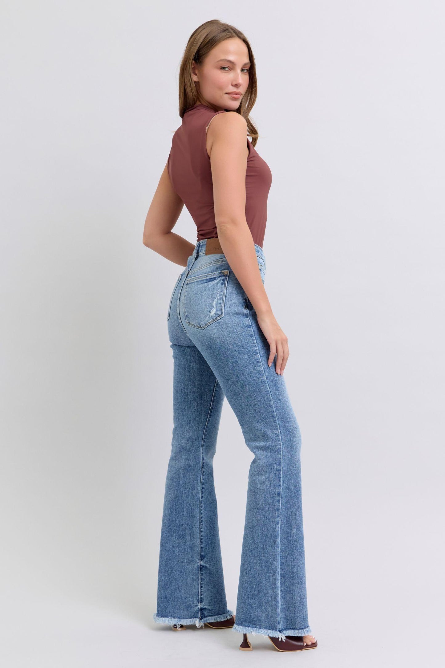 Full Size Raw Hem High Rise Bootcut Jeans – Trendy, Flattering, and Uniquely Chic - Znvia