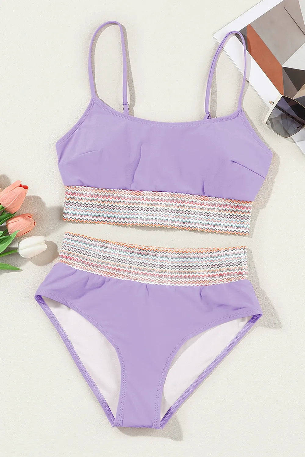 Scoop Neck Spaghetti Strap Bikini Set for Ultimate Comfort - Znvia