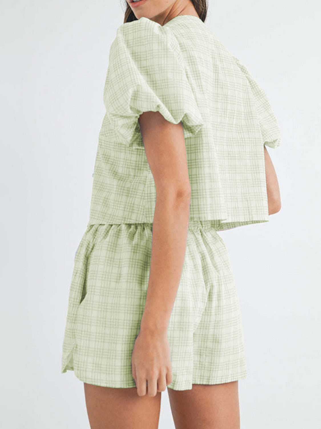 V-Neck Puff Sleeve Top and Shorts Set – Own Your Way - Znvia