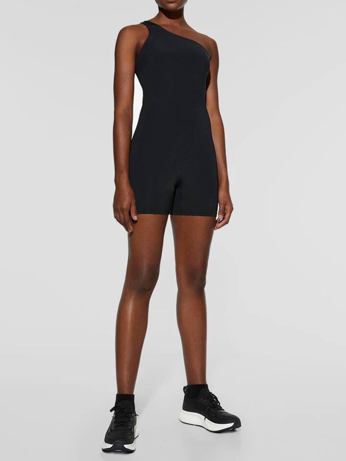 Single Shoulder Active Romper – Elevate Your Activewear Game with Effortless Style! - Znvia