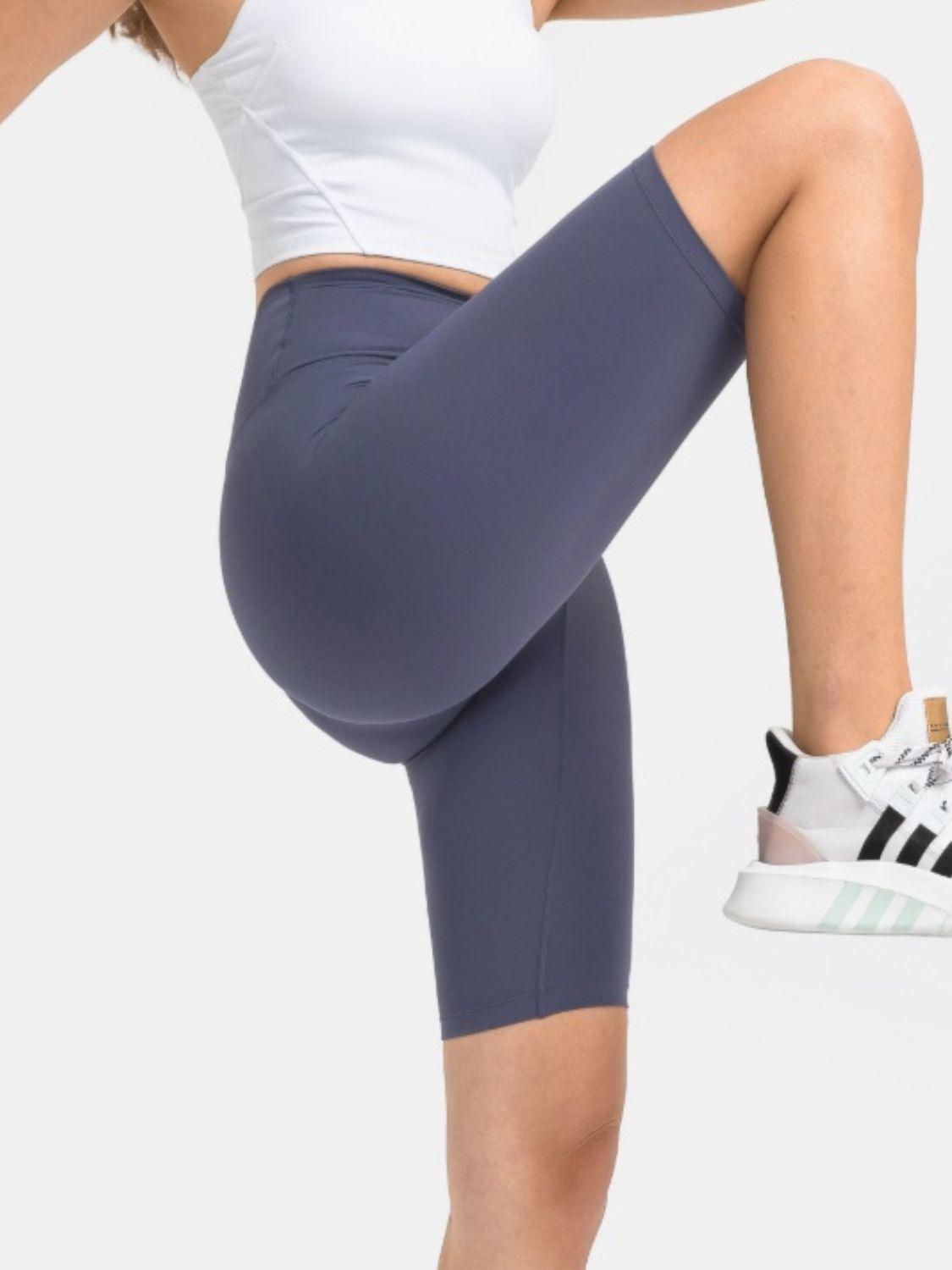 High Rise Wide Waistband Active Shorts - Znvia