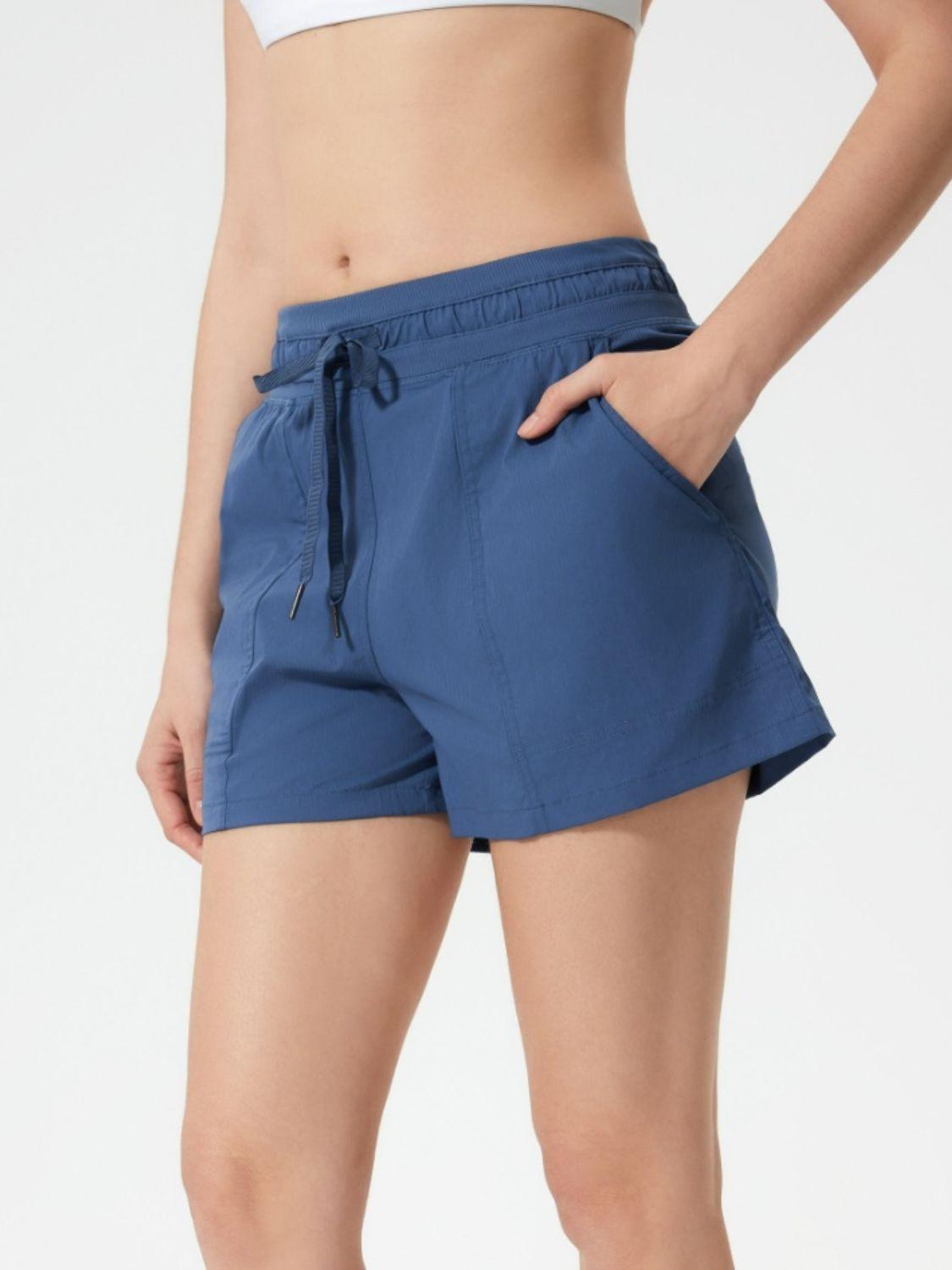 Drawstring Active Shorts with Pockets - Znvia