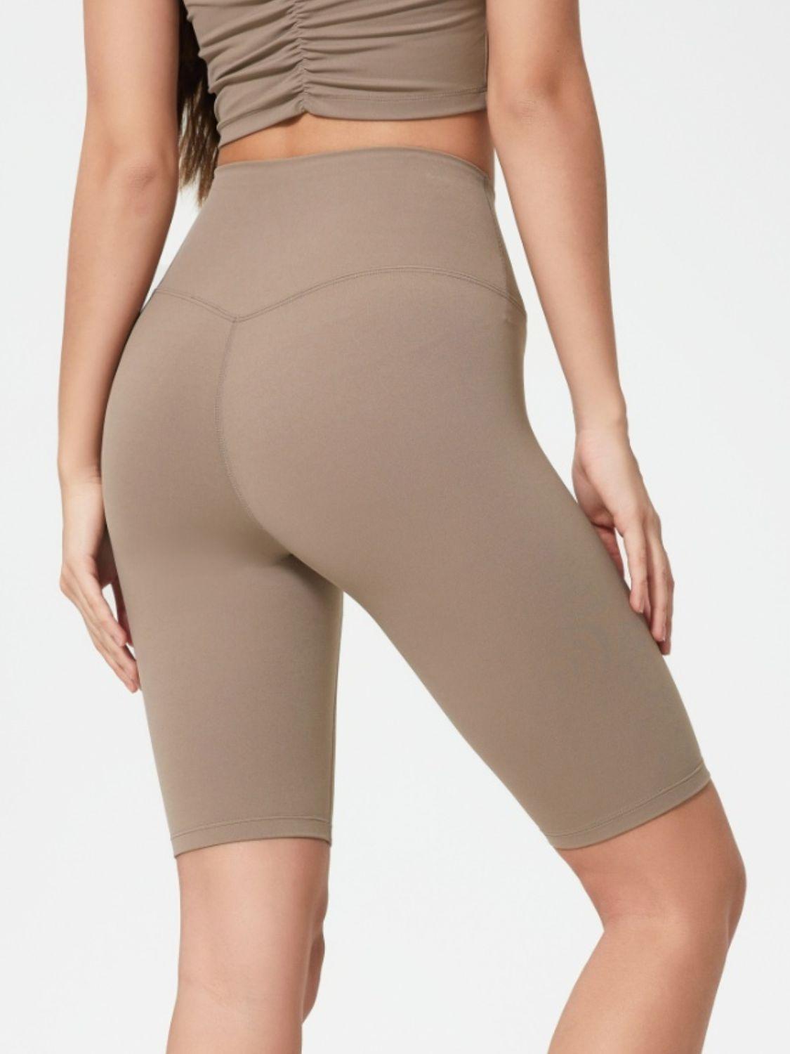 High Rise Wide Waistband Active Shorts - Znvia