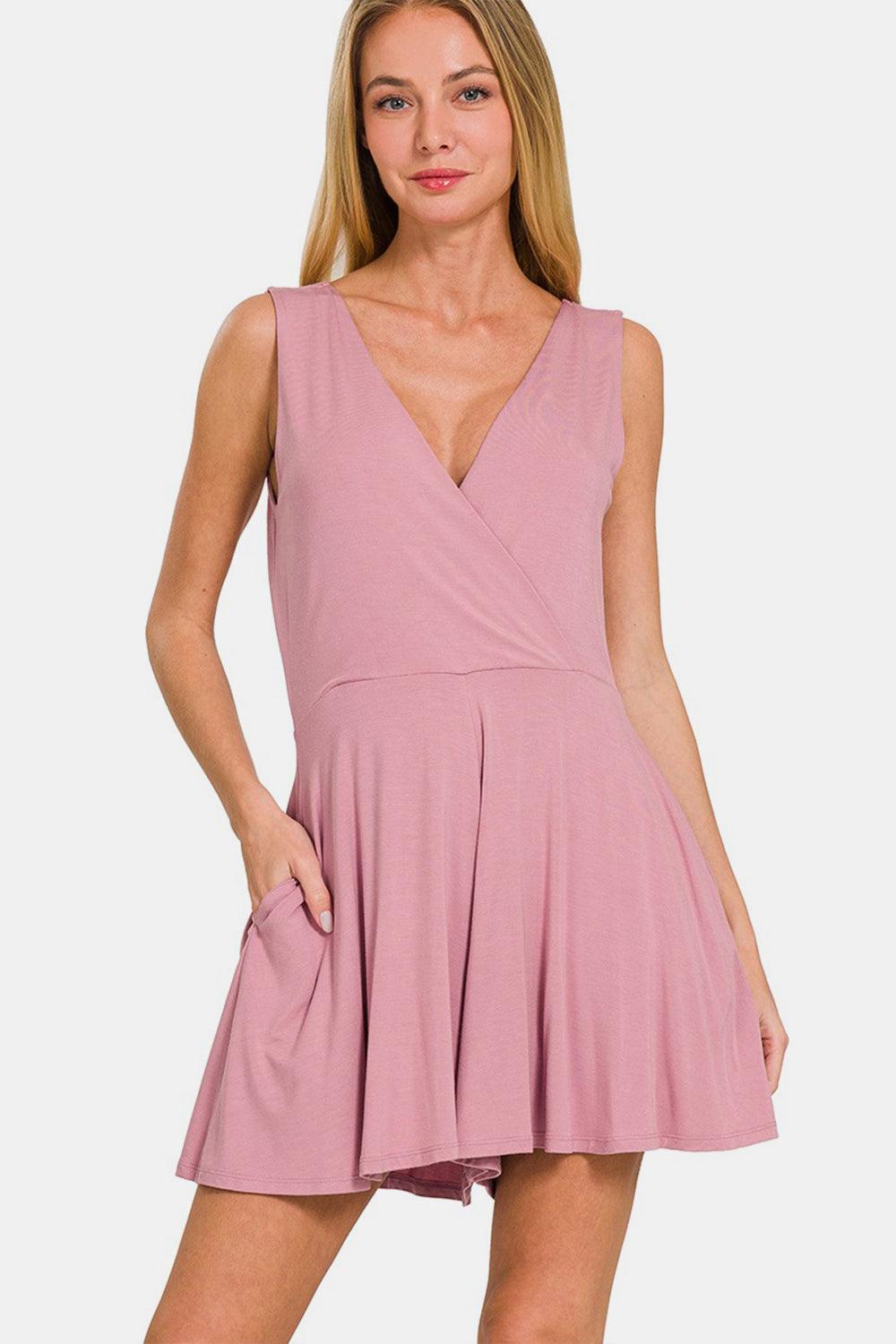 Surplice Neckline Sleeveless Romper – Effortless Chic & All-Day Comfort - Znvia