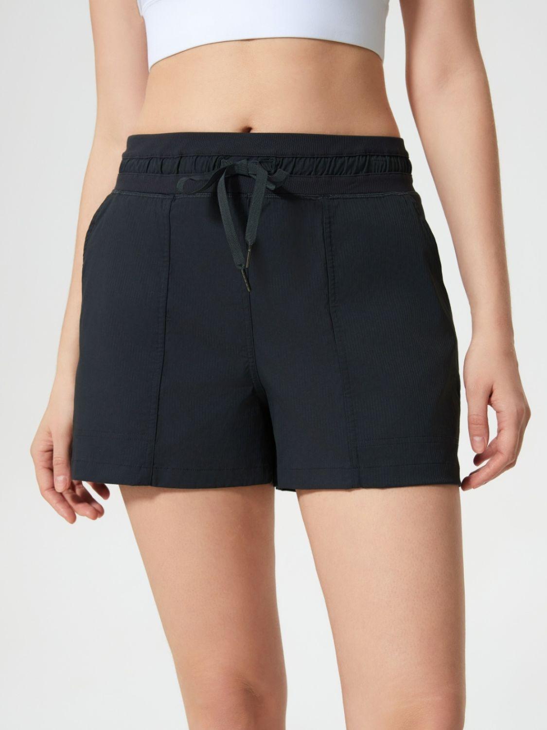 Drawstring Active Shorts with Pockets - Znvia