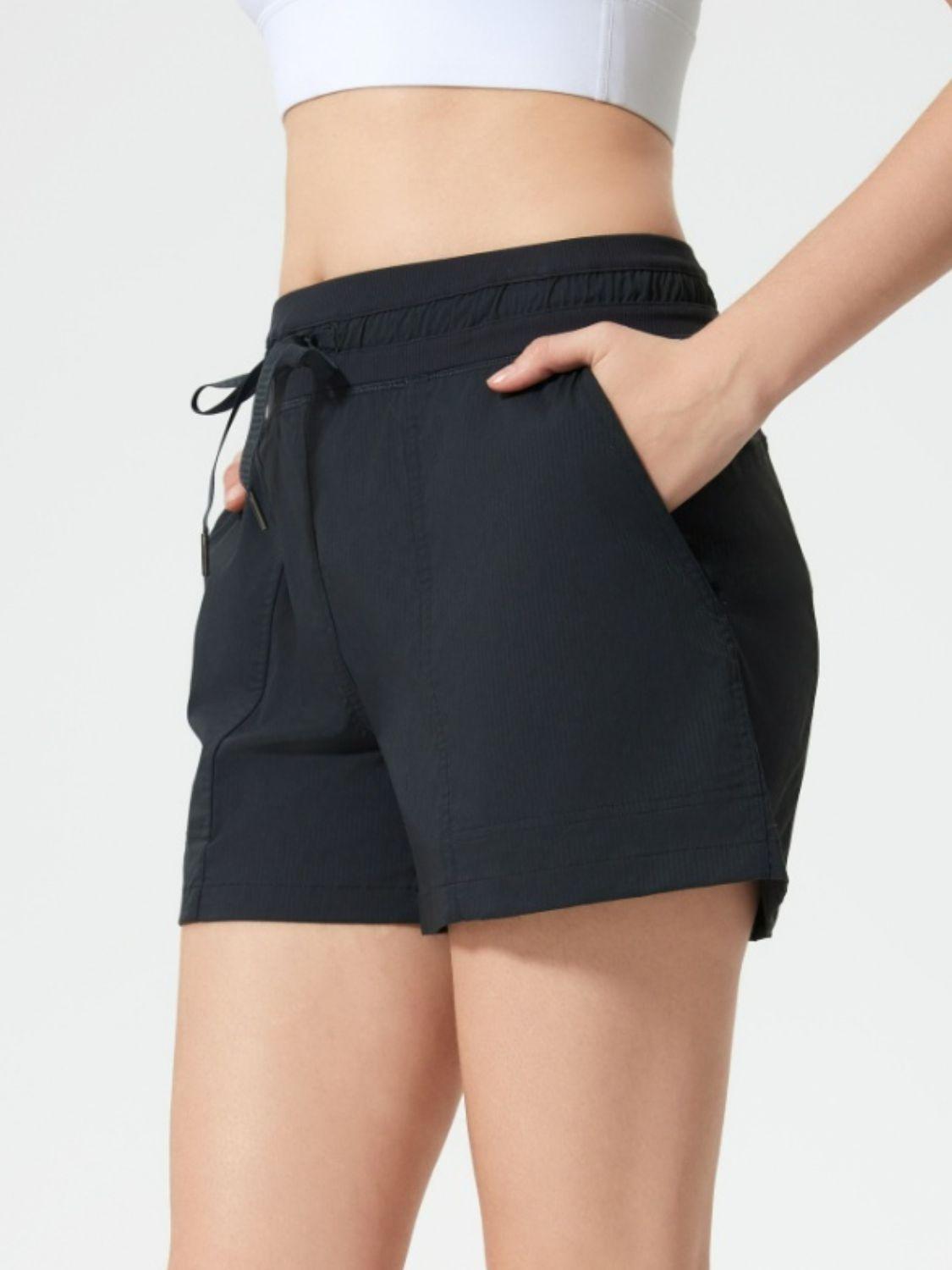 Drawstring Active Shorts with Pockets - Znvia