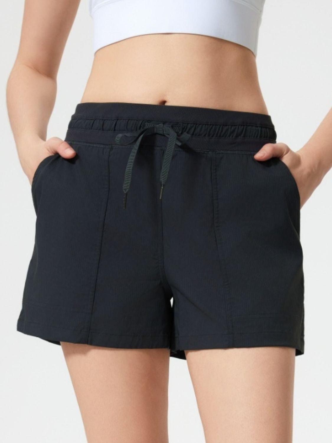 Drawstring Active Shorts with Pockets - Znvia