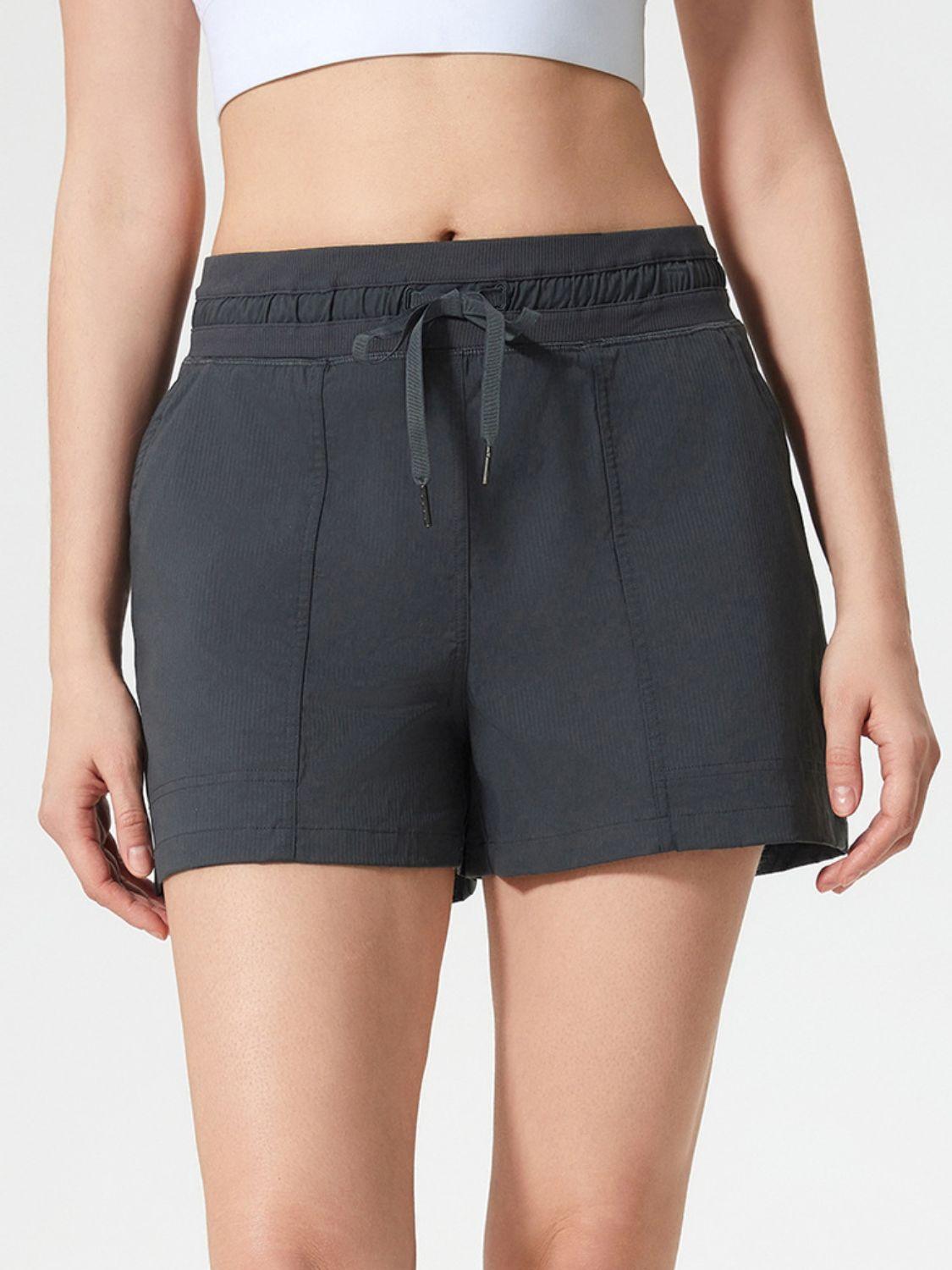 Drawstring Active Shorts with Pockets - Znvia