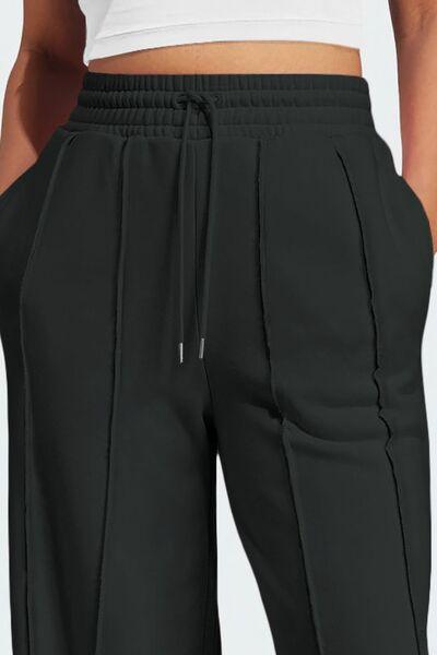 Drawstring Wide Leg Active Pants - Znvia