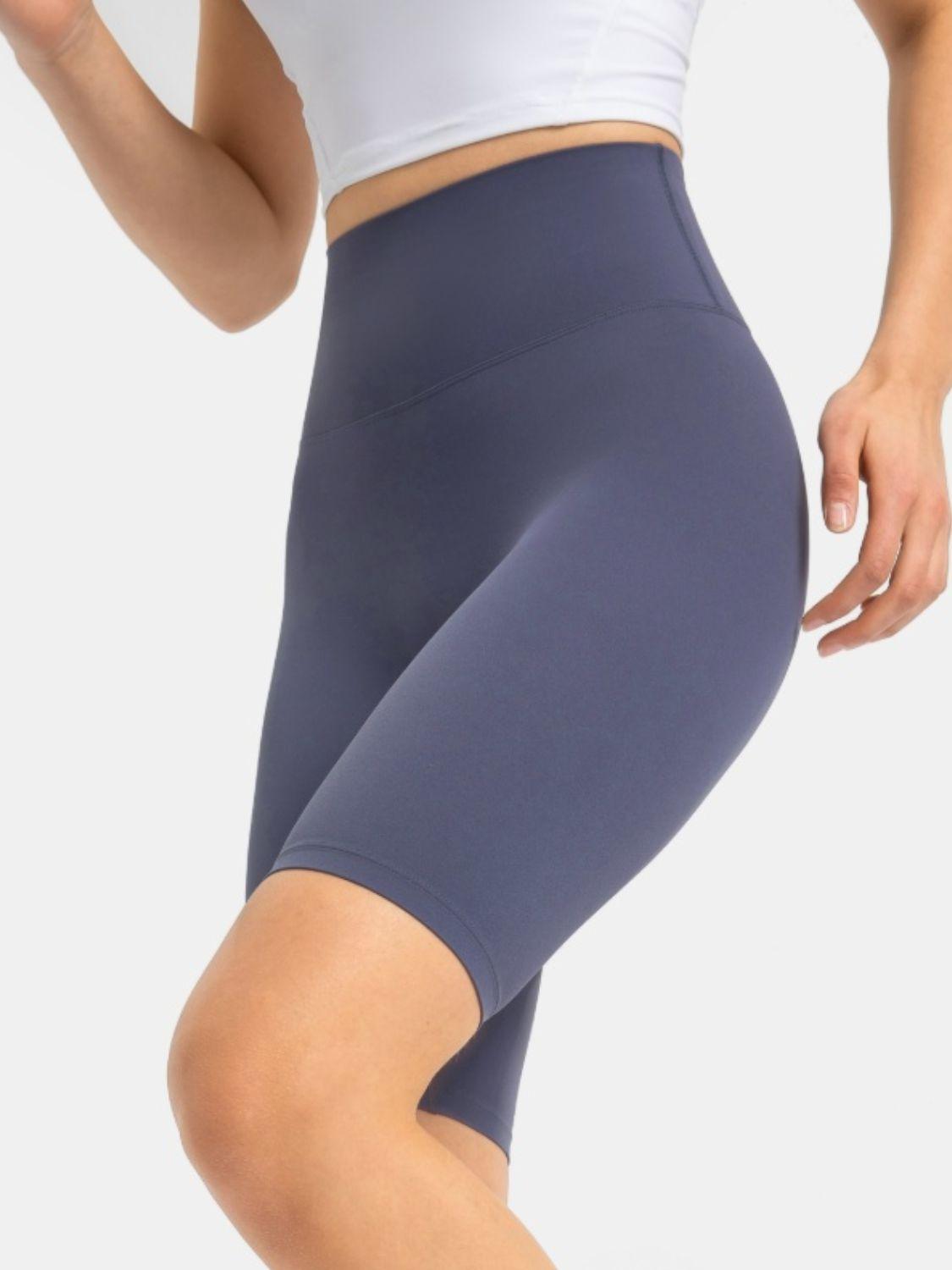 High Rise Wide Waistband Active Shorts - Znvia