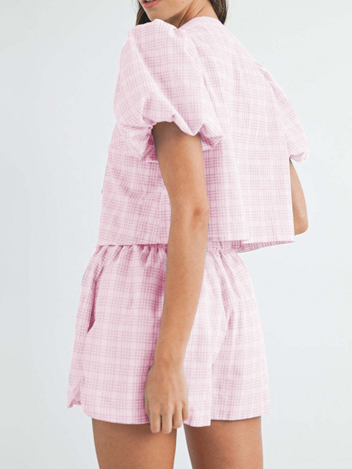 V-Neck Puff Sleeve Top and Shorts Set – Own Your Way - Znvia