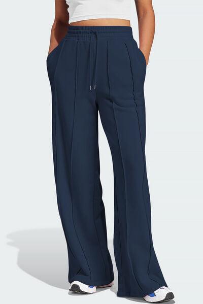 Drawstring Wide Leg Active Pants - Znvia