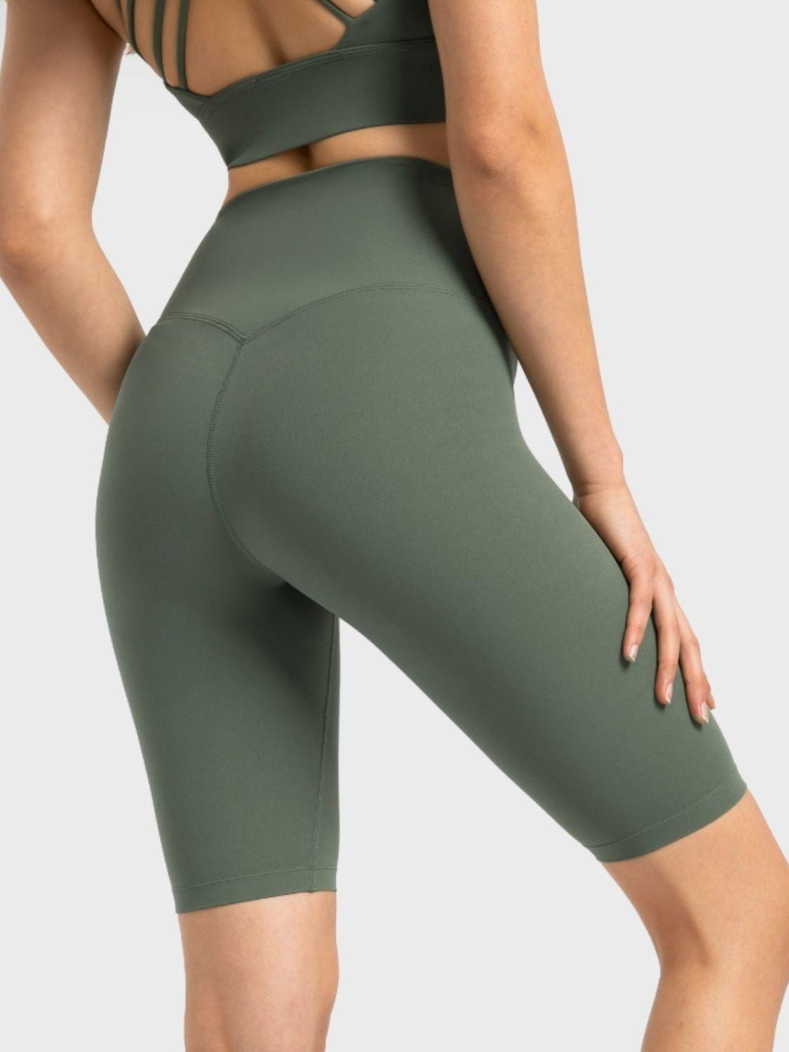 High Rise Wide Waistband Active Shorts - Znvia