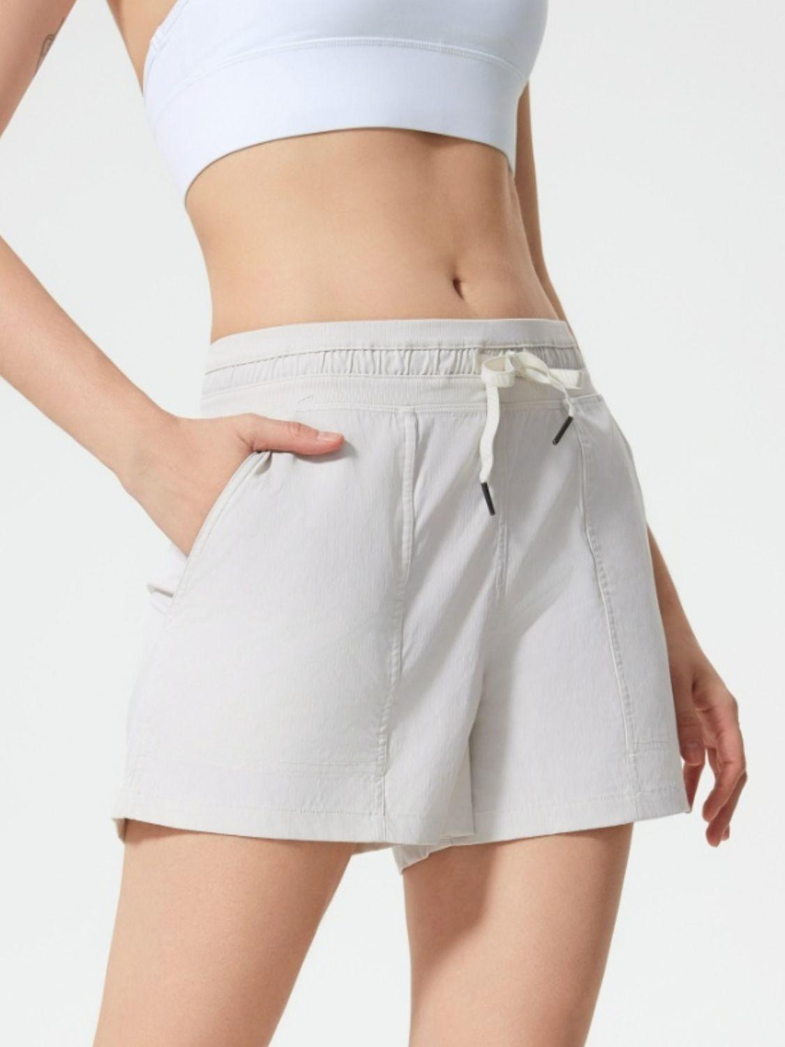 Drawstring Active Shorts with Pockets - Znvia