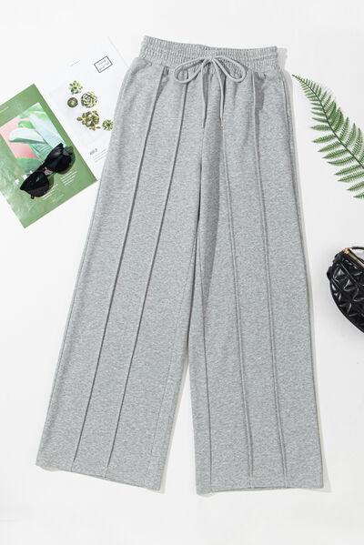 Drawstring Wide Leg Active Pants - Znvia
