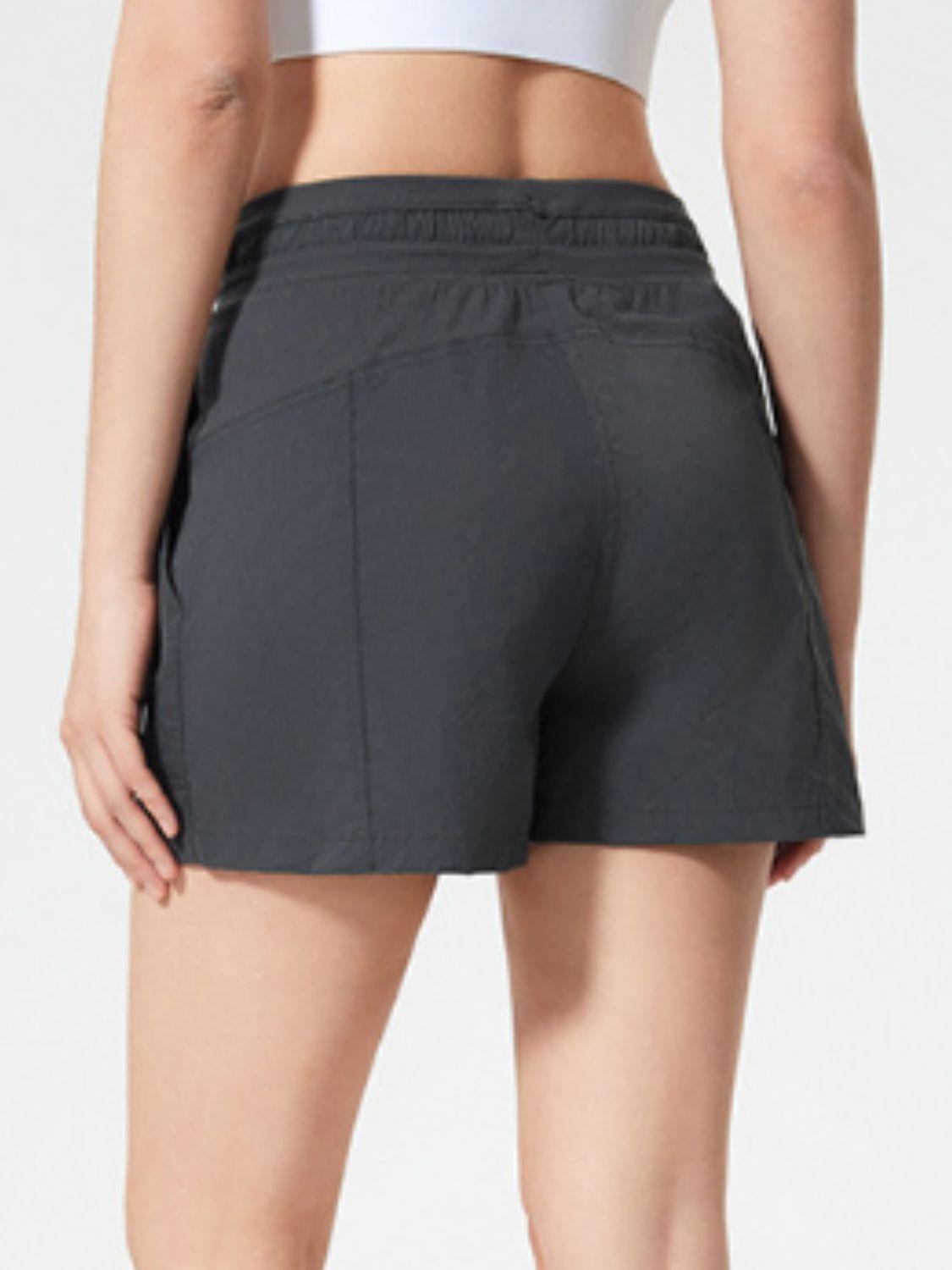 Drawstring Active Shorts with Pockets - Znvia