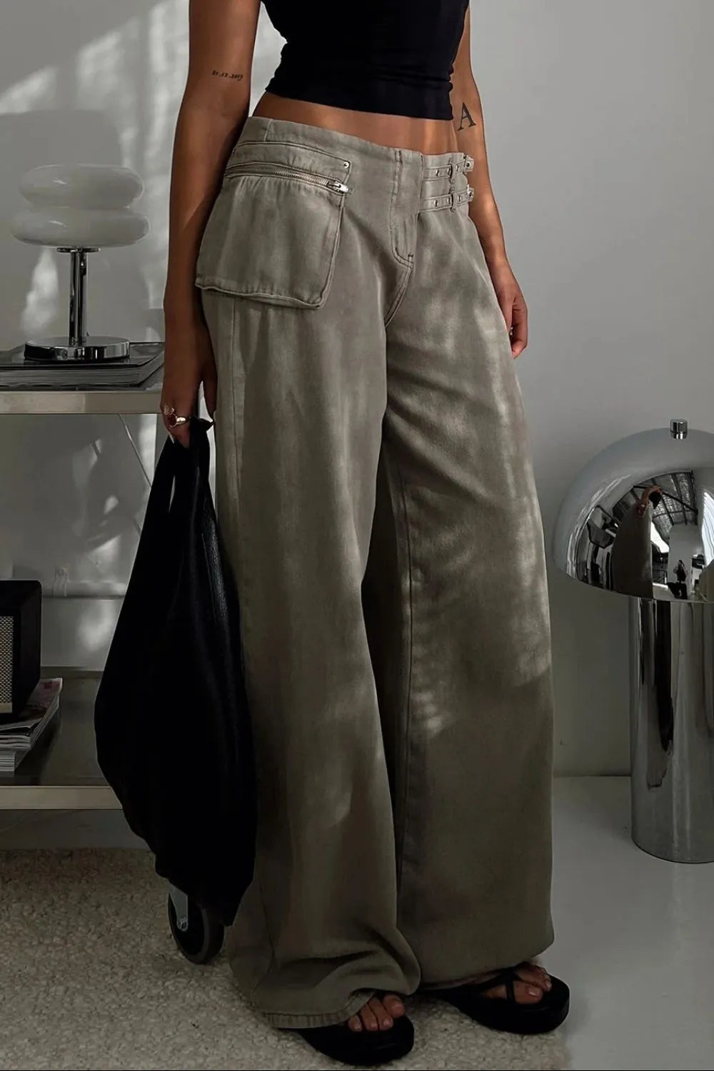 Wide Leg Jeans with Pockets - Znvia
