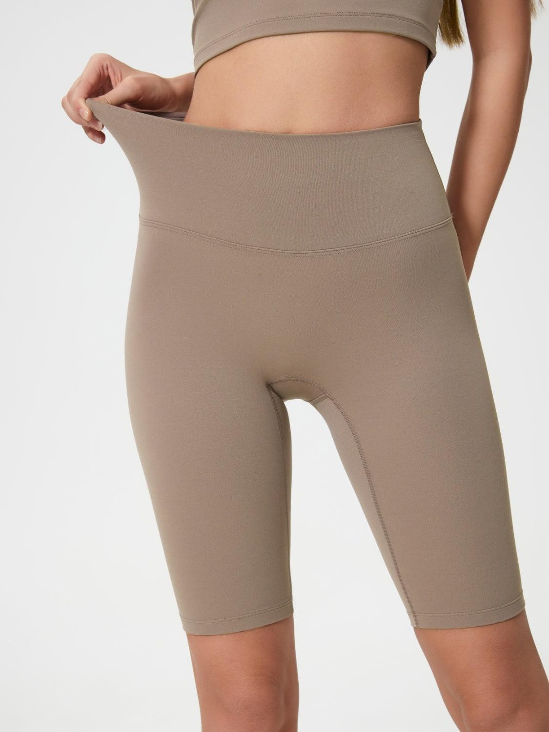 High Rise Wide Waistband Active Shorts - Znvia