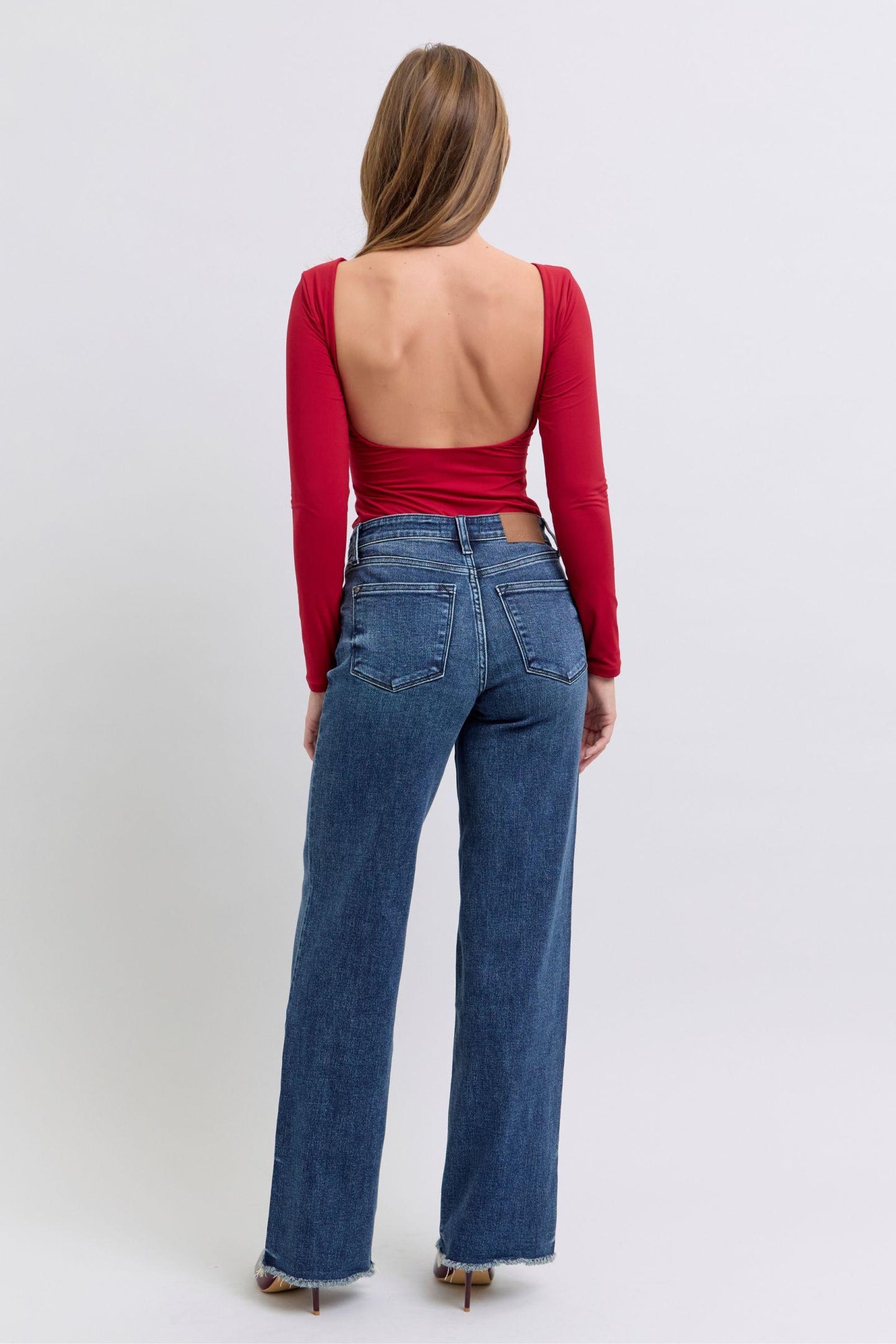 Blue Full Size Raw Hem Mid Rise Jeans - Znvia