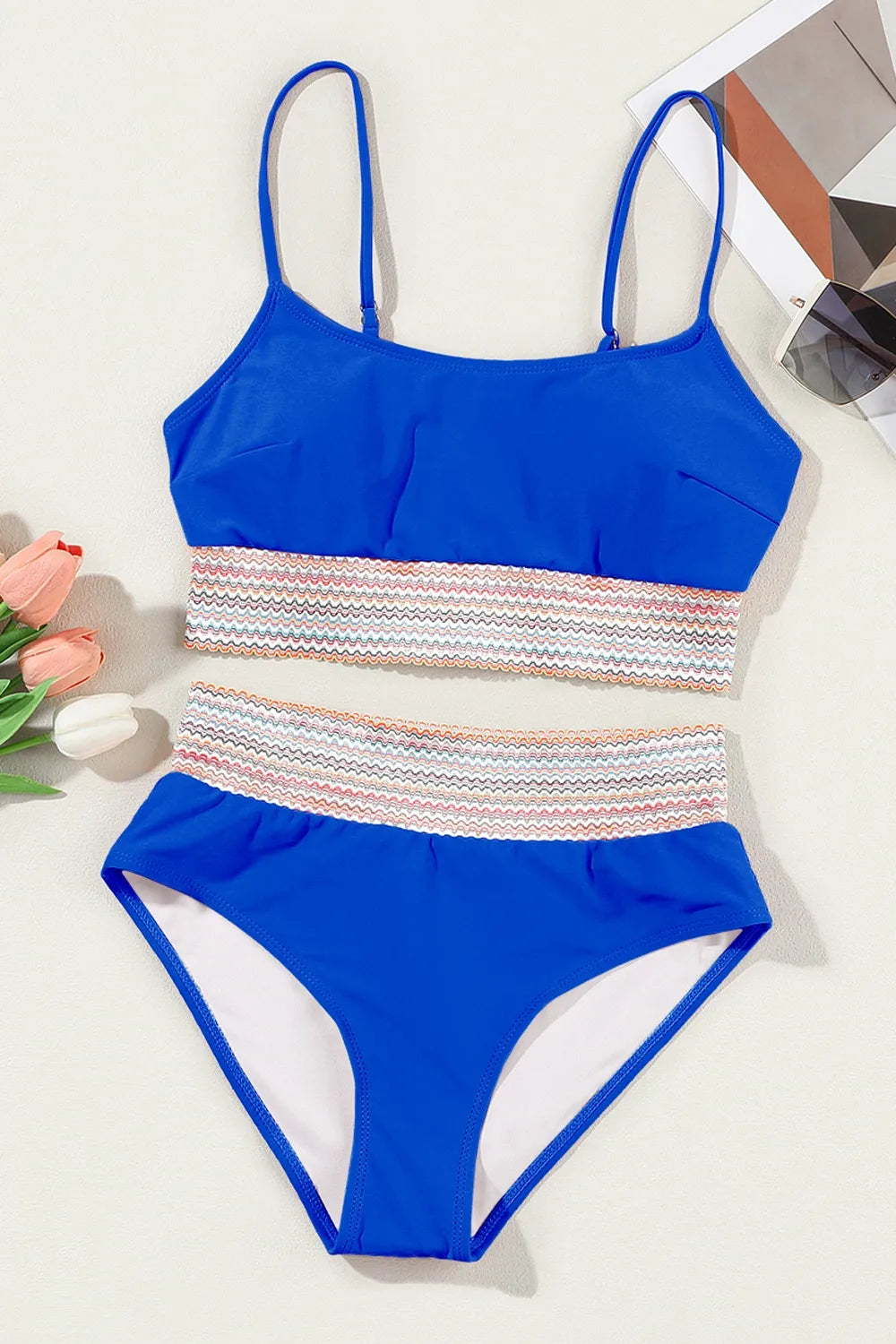 Scoop Neck Spaghetti Strap Bikini Set for Ultimate Comfort - Znvia