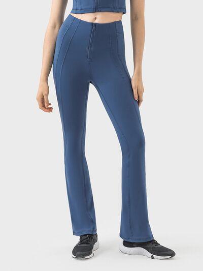 Zipper Detail High Waist Active Pants - Znvia