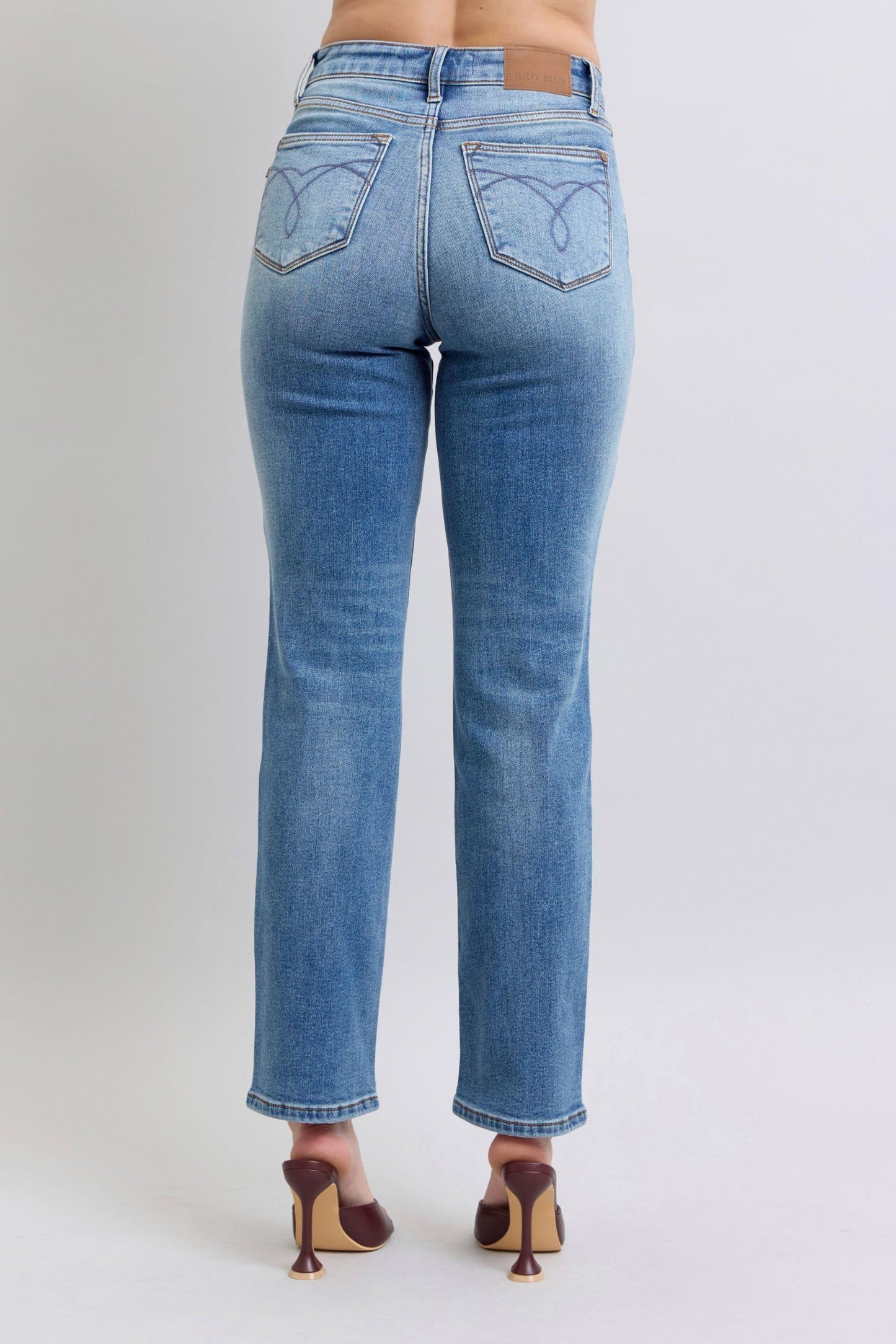 Full Size Run Vintage Wash Thermal Straight Jeans - Znvia