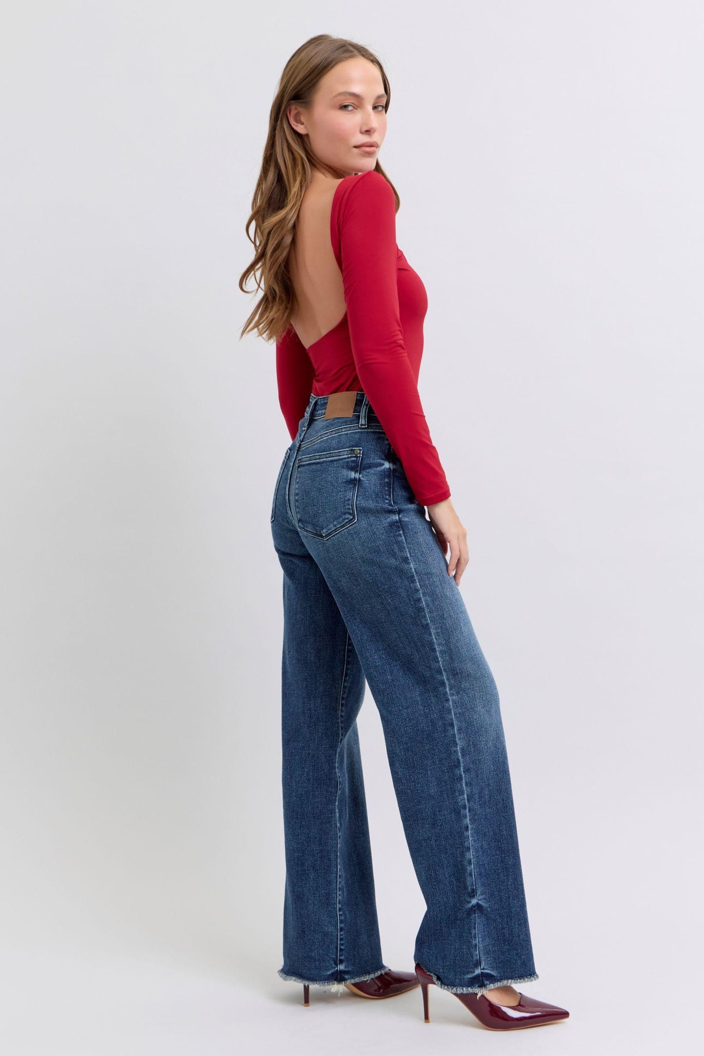 Blue Full Size Raw Hem Mid Rise Jeans - Znvia