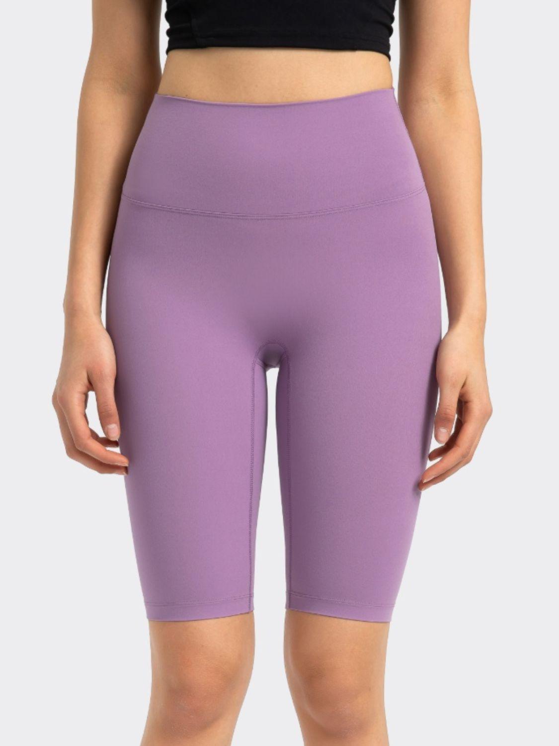 High Rise Wide Waistband Active Shorts - Znvia