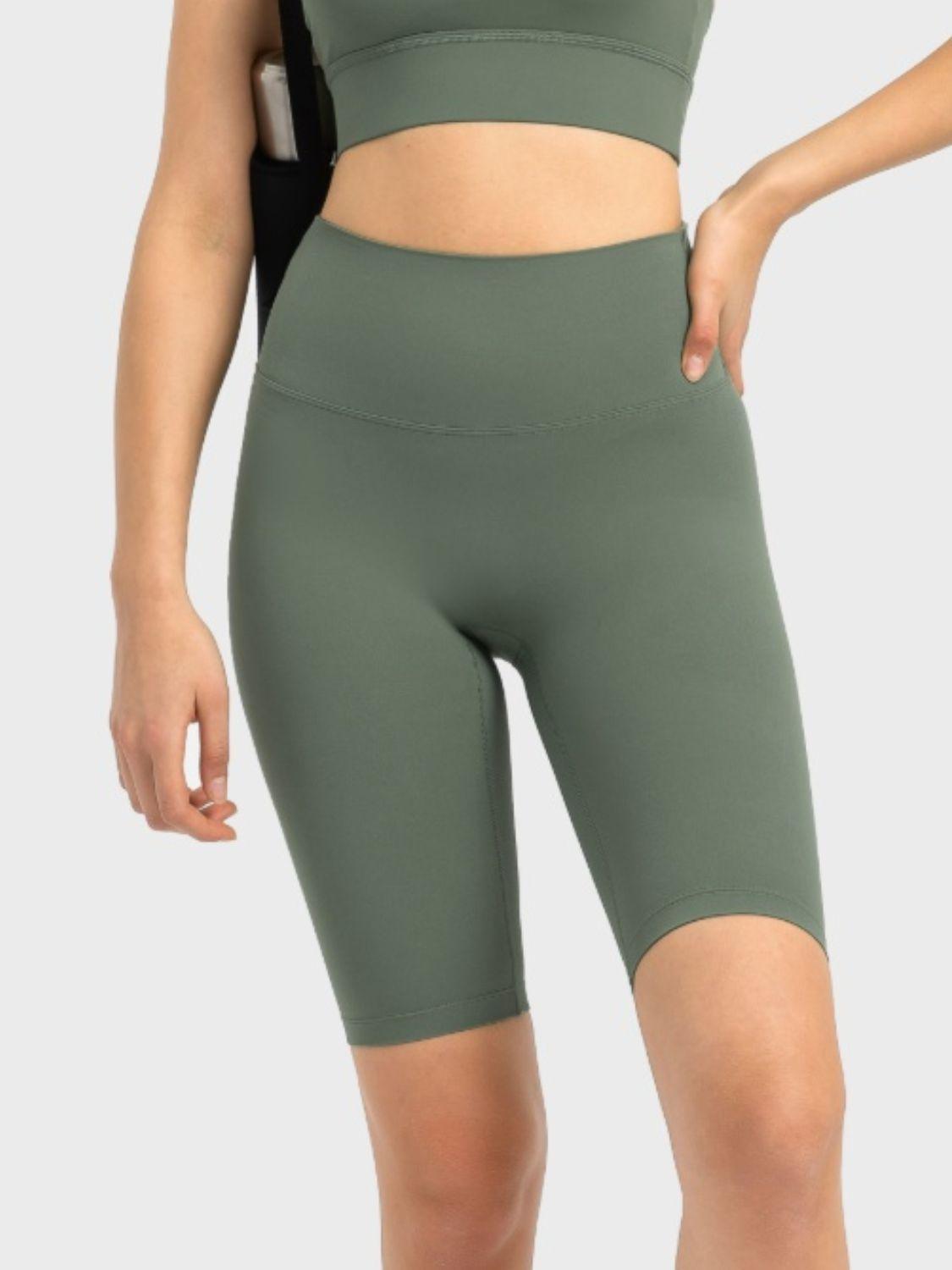 High Rise Wide Waistband Active Shorts - Znvia