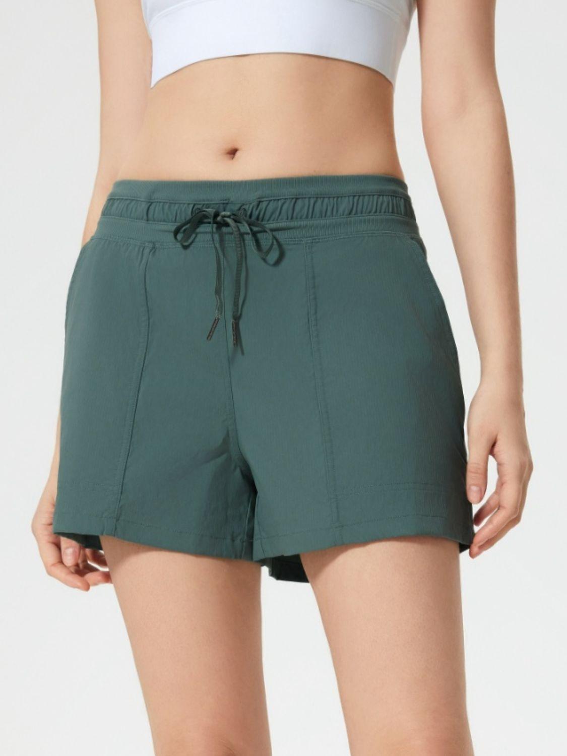 Drawstring Active Shorts with Pockets - Znvia