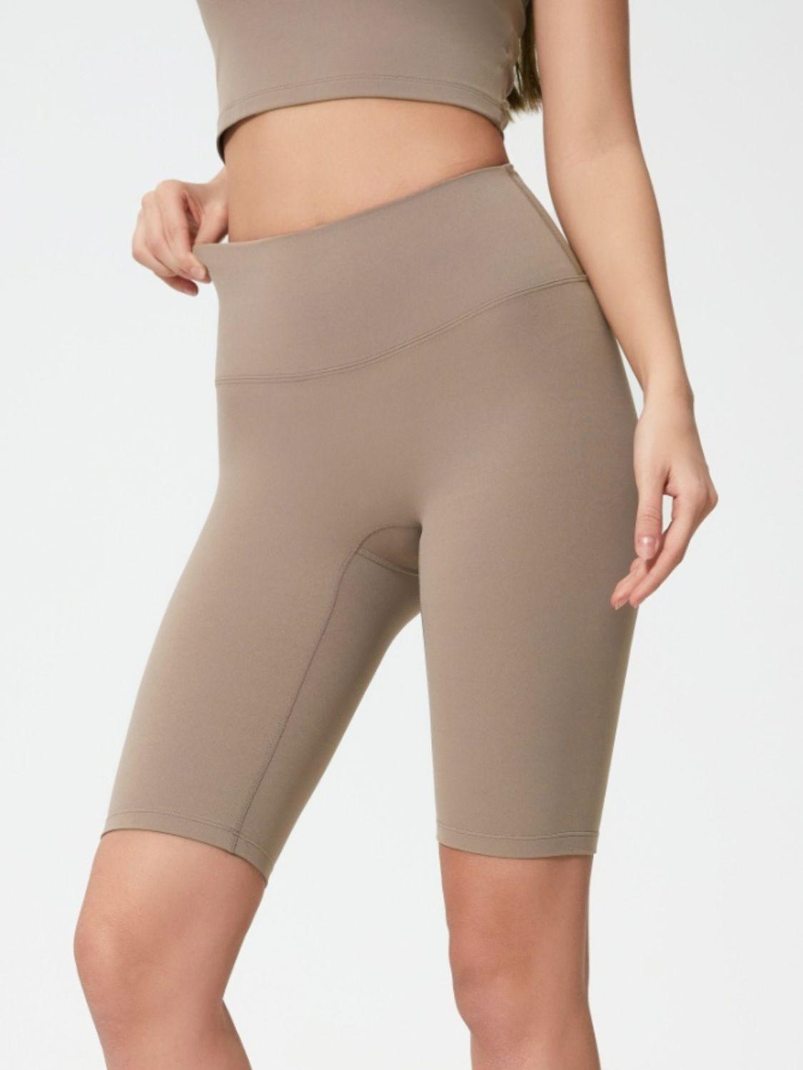 High Rise Wide Waistband Active Shorts - Znvia