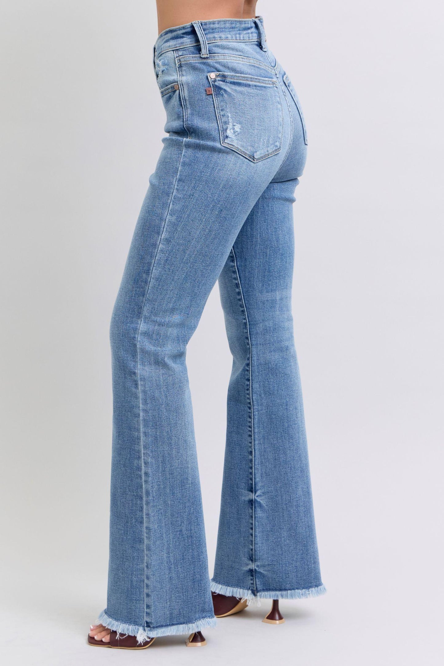 Full Size Raw Hem High Rise Bootcut Jeans – Trendy, Flattering, and Uniquely Chic - Znvia