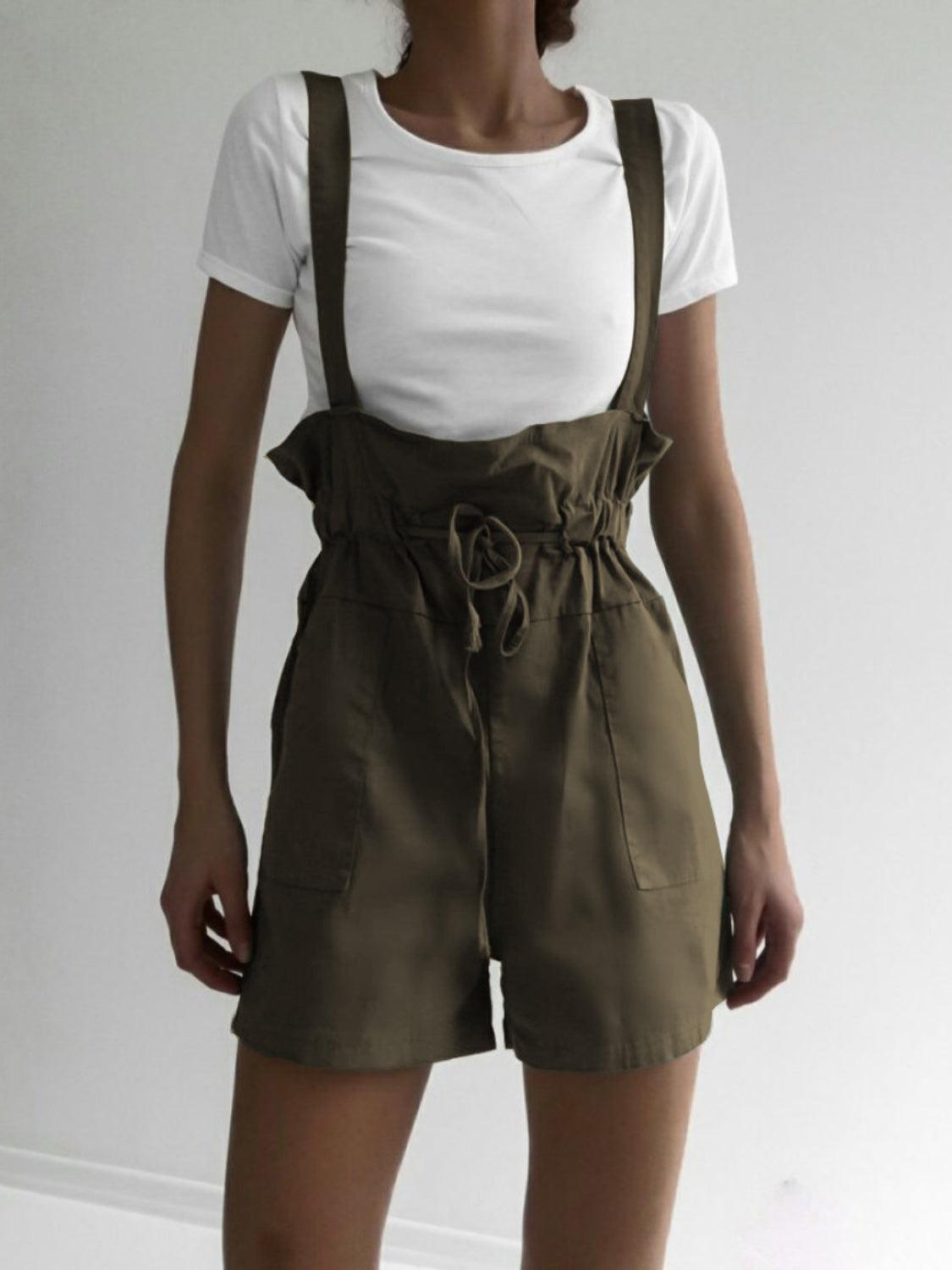 Drawstring Wide Strap Overalls with Pockets – Effortless Comfort & Style - Znvia