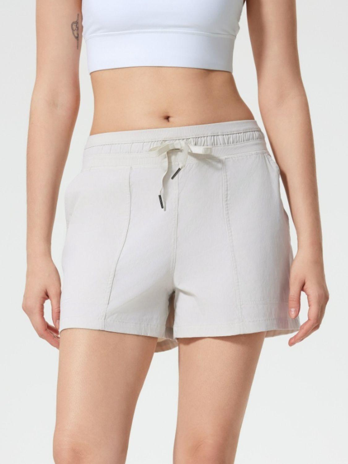 Drawstring Active Shorts with Pockets - Znvia