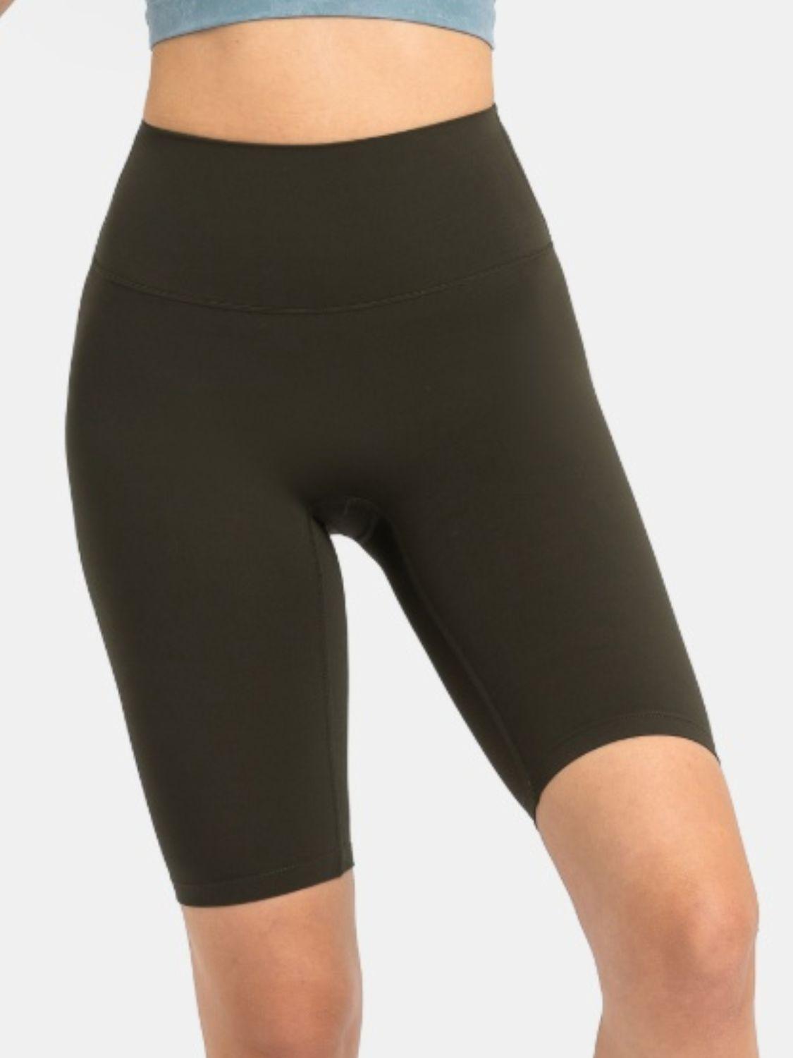 High Rise Wide Waistband Active Shorts - Znvia
