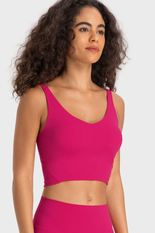 Deep V-Neck Crop Sports Bra – Sleek, Supportive & Stylish - Znvia