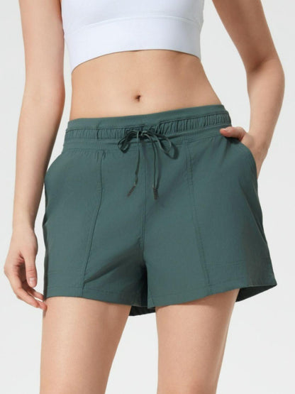 Drawstring Active Shorts with Pockets - Znvia