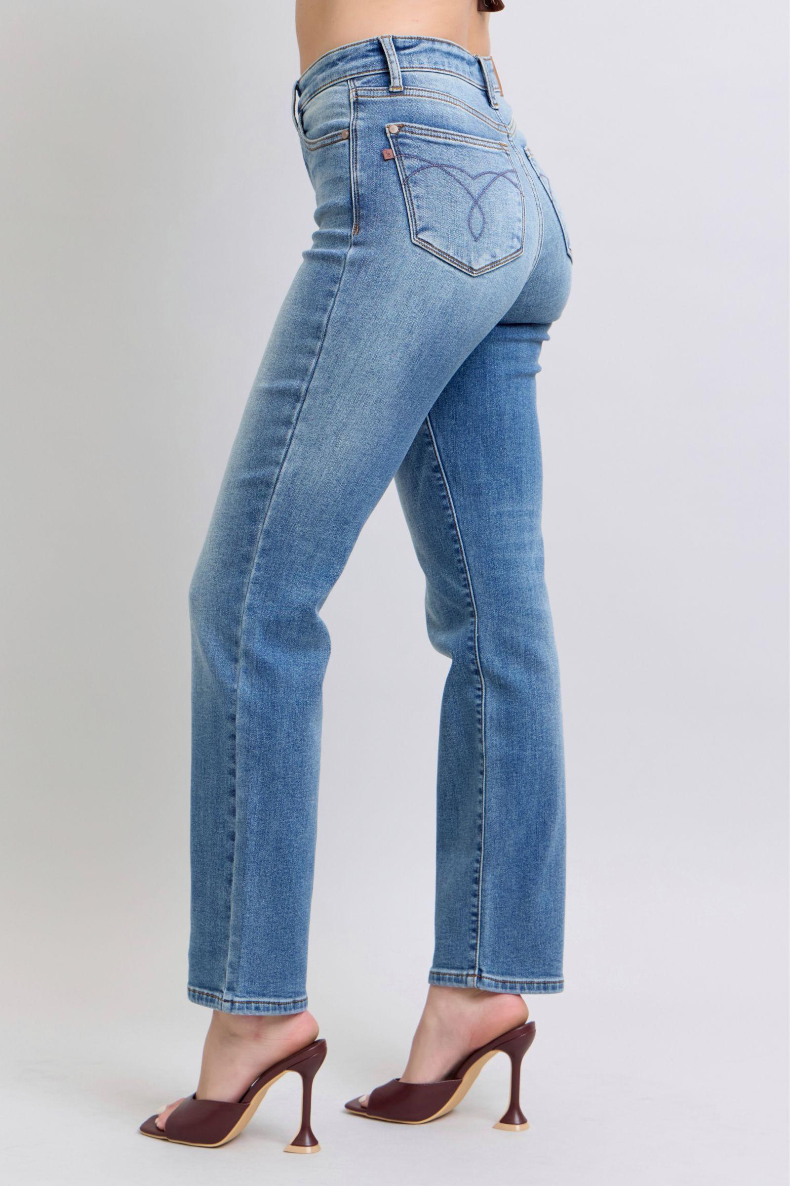 Full Size Run Vintage Wash Thermal Straight Jeans - Znvia