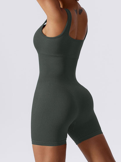 Ribbed Sleeveless Active Romper – Elevate Your Workout & Lounge Game - Znvia