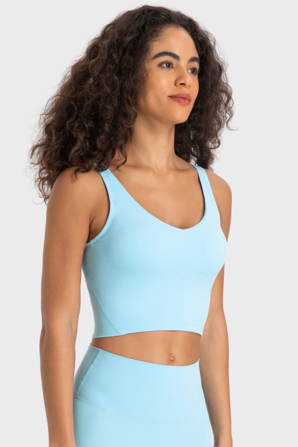 Deep V-Neck Crop Sports Bra – Sleek, Supportive & Stylish - Znvia