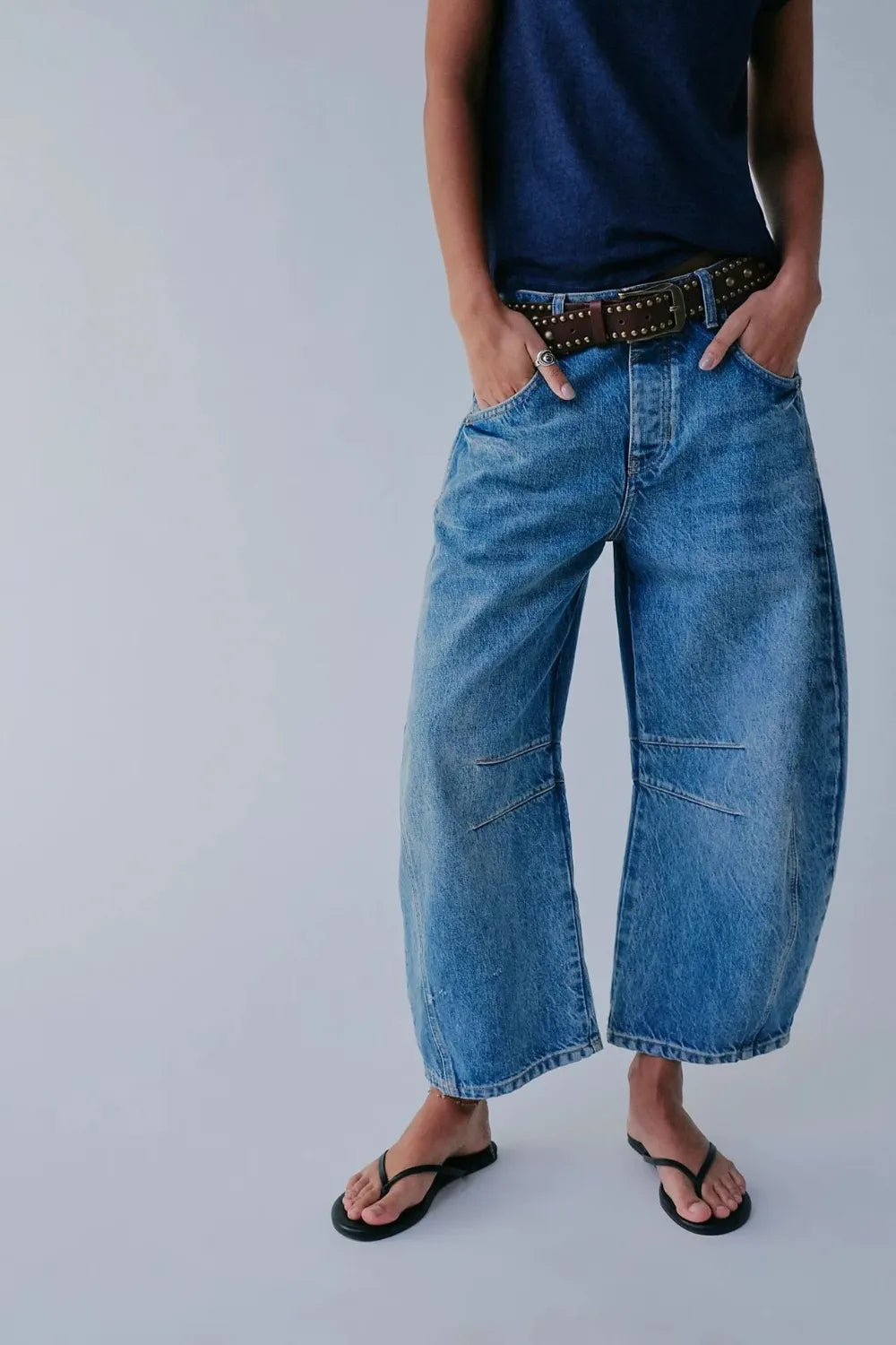 Wide Leg Jeans with Pockets - Znvia