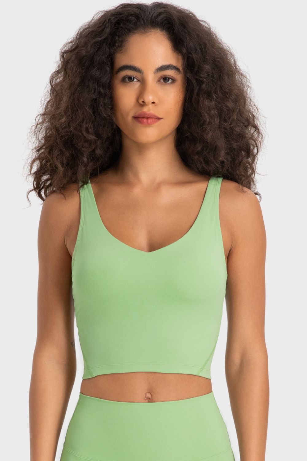 Deep V-Neck Crop Sports Bra – Sleek, Supportive & Stylish - Znvia