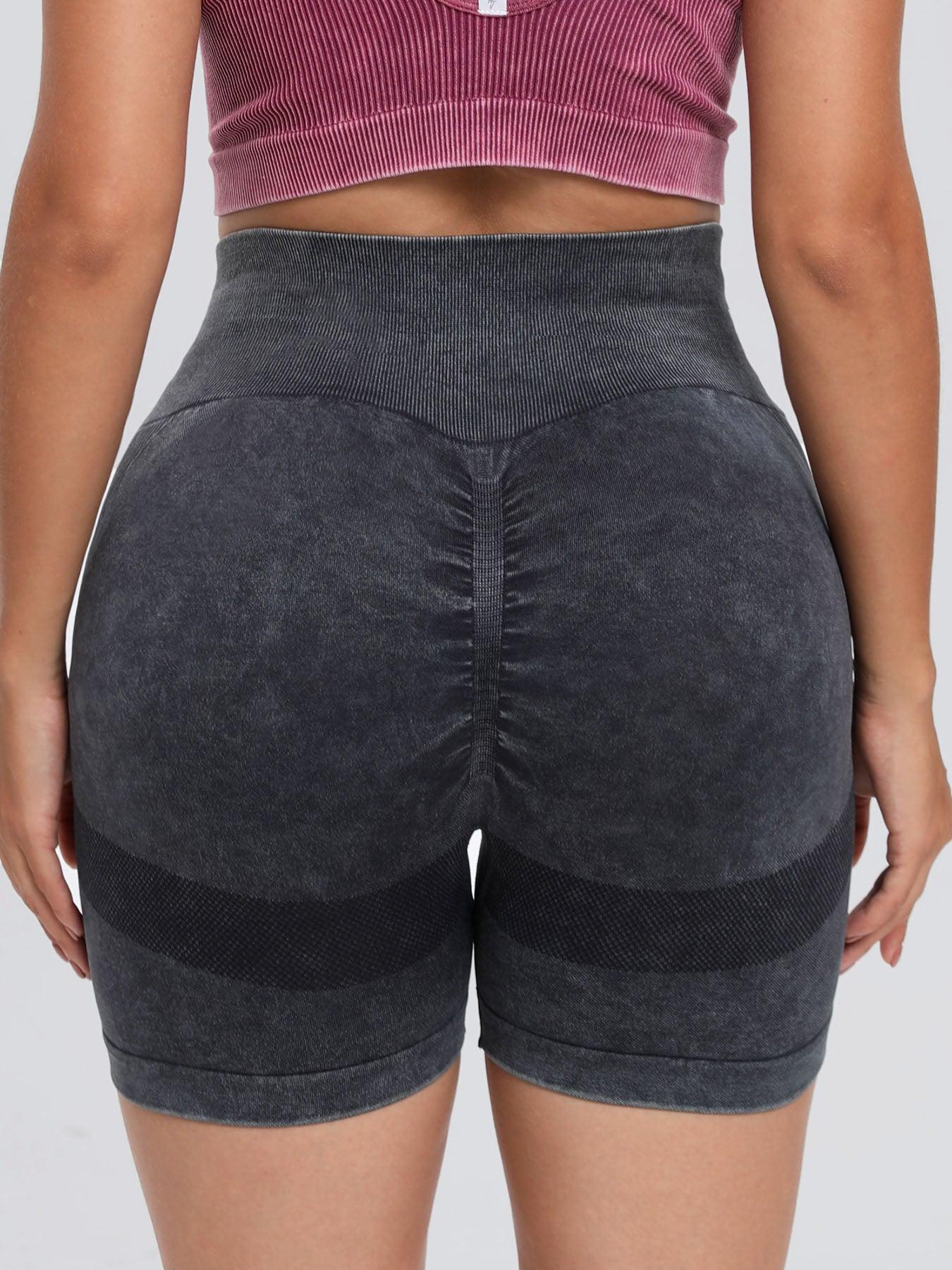 Washed High Waist Active Shorts - Znvia