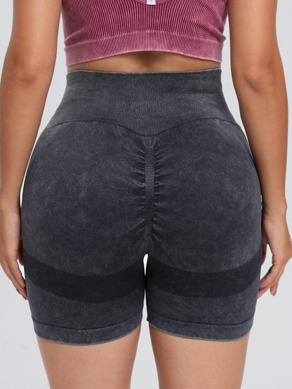 Washed High Waist Active Shorts - Znvia