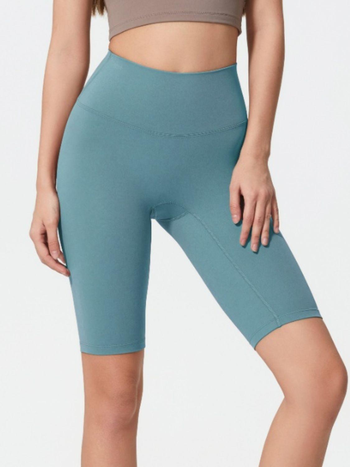 High Rise Wide Waistband Active Shorts - Znvia
